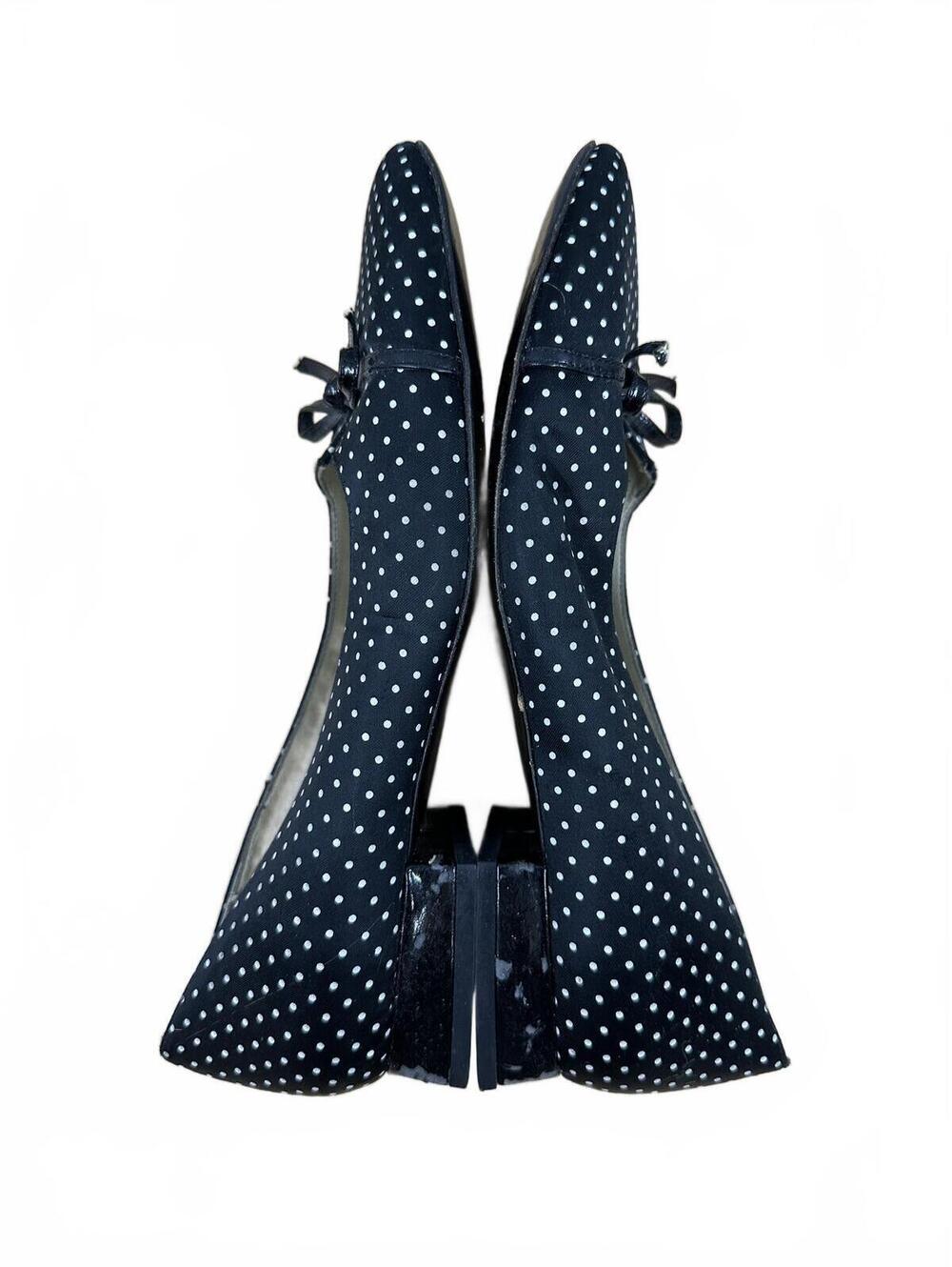 Talbots Black White Polka Dot Bow Flats Y2K Retro Vintage Inspired - Picture 4 of 7